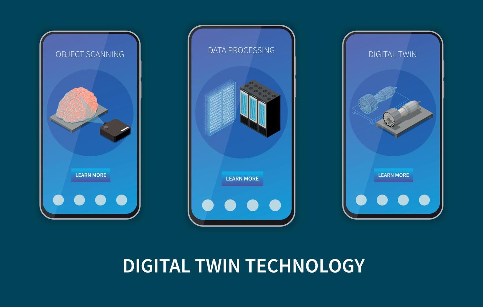 Digital Twin Technology Set vector