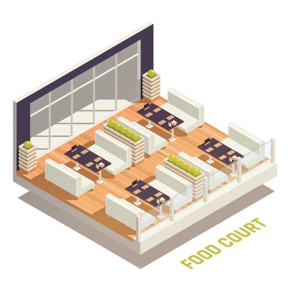 Food Court Isometric Colored Concept vector