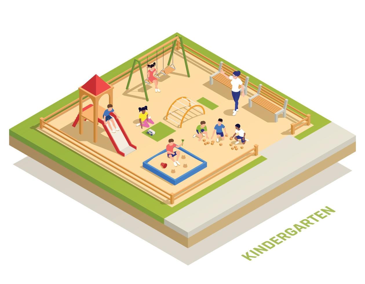 Isometric Kindergarten Composition vector