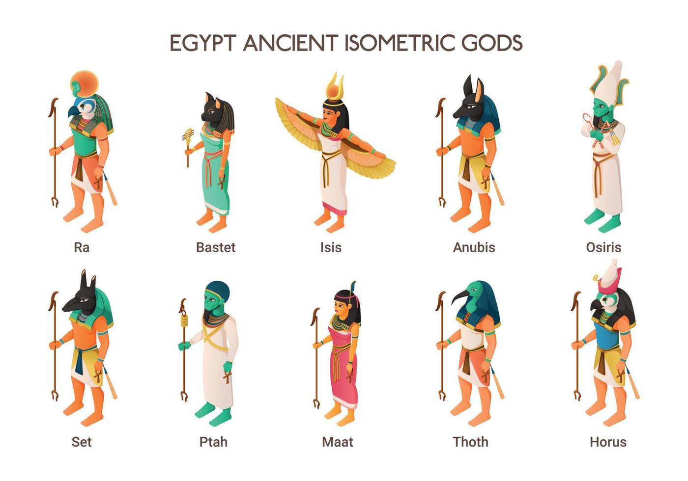 Egypt Ancient Gods Set vector