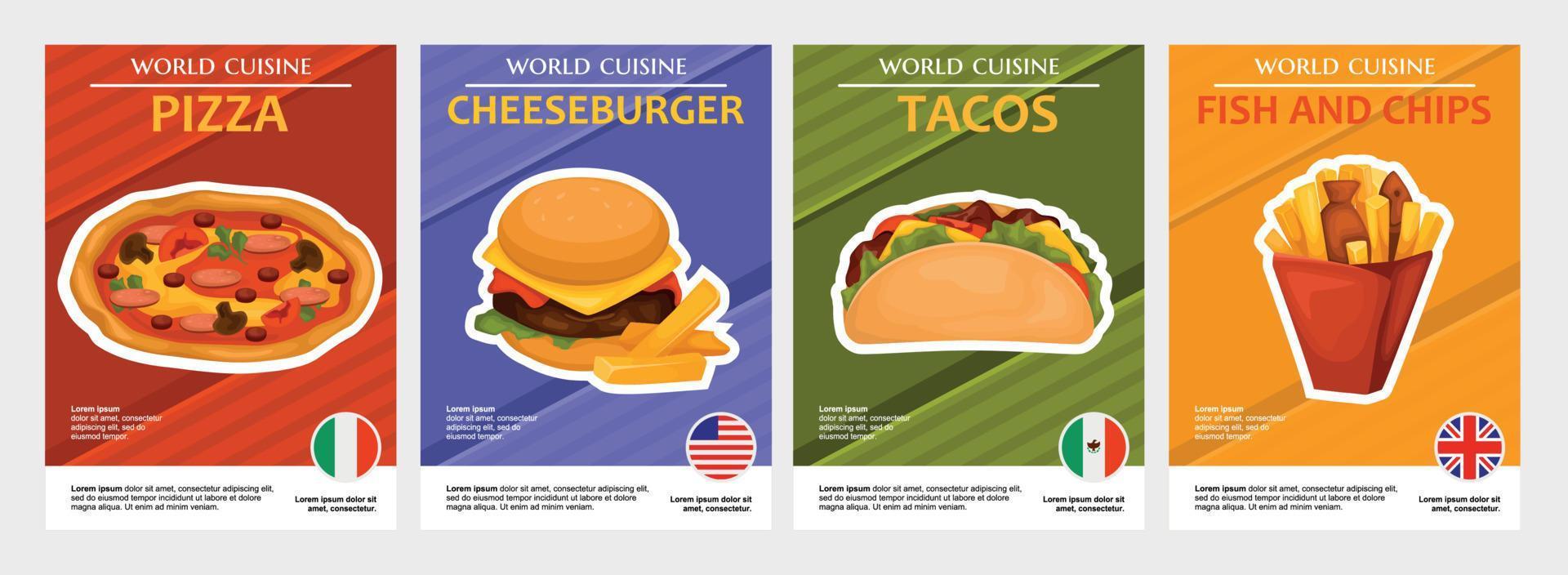 conjunto de carteles del mundo de las cocinas vector