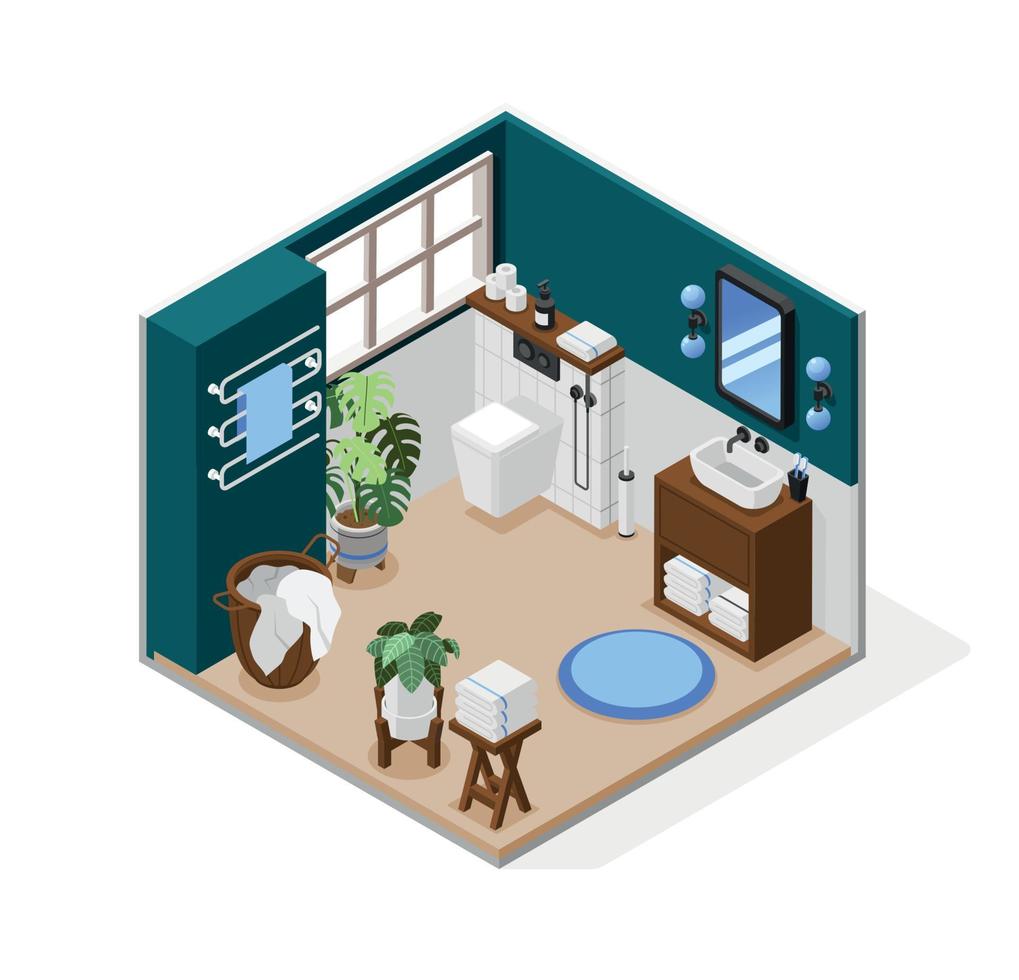Toilet Room Isometric Composition vector