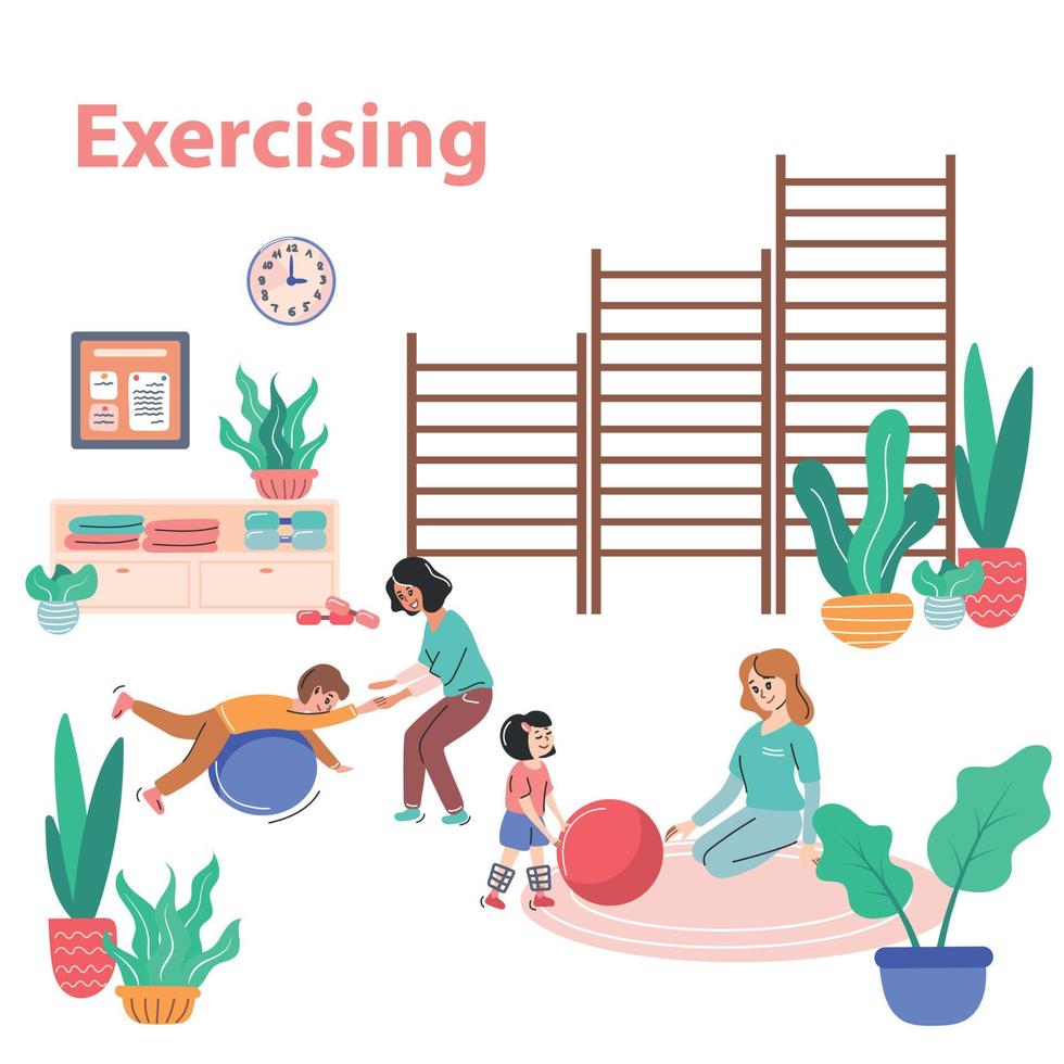 Physiotherapy And Exercising Composition vector