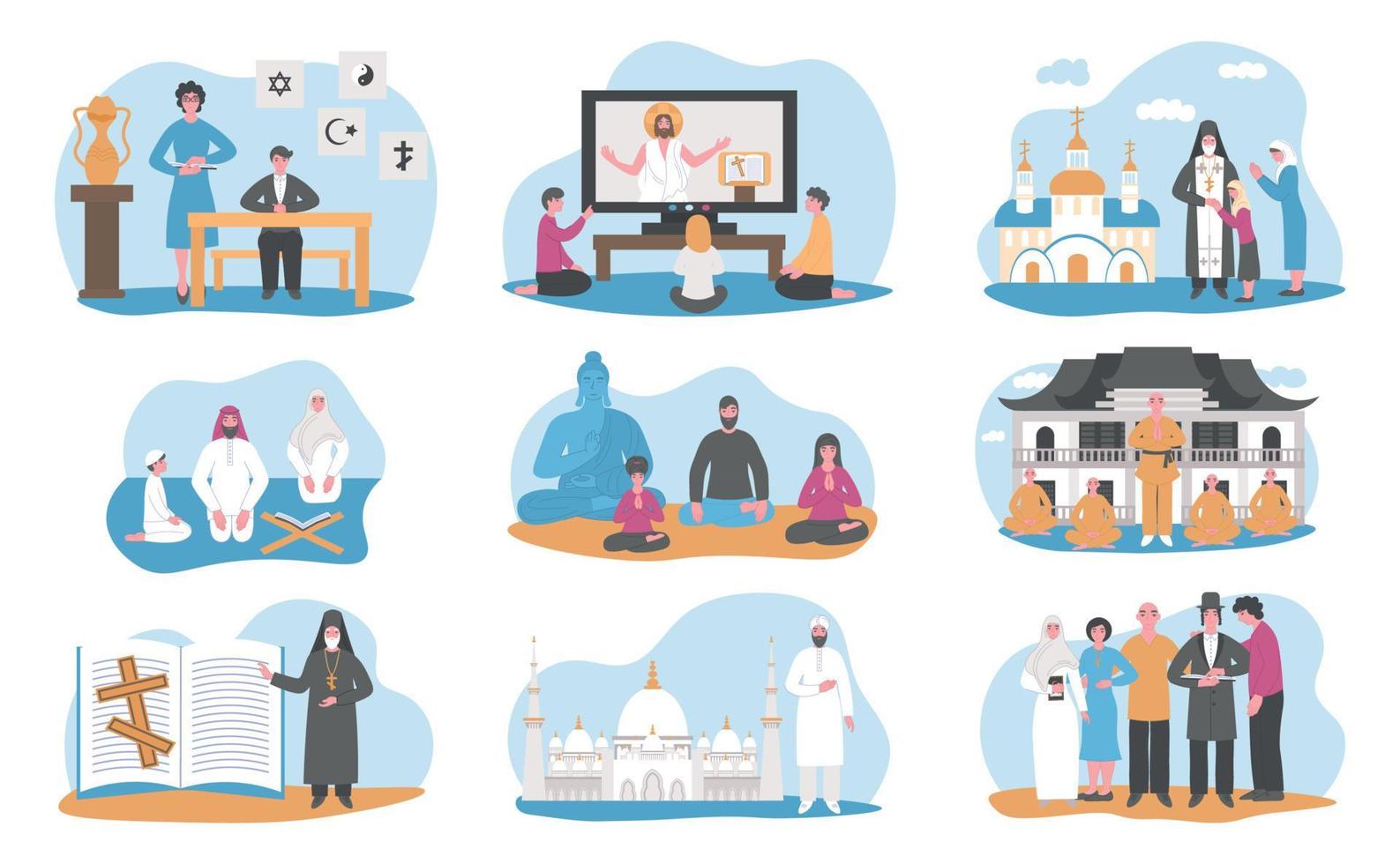 Religious Knoweledge Compositions Set vector