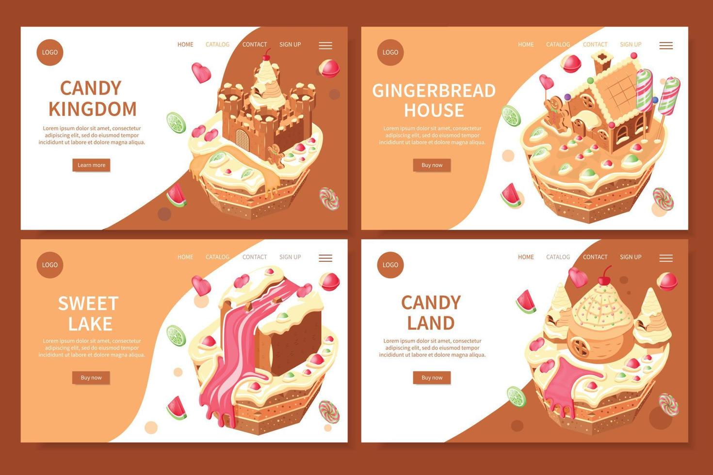 conjunto de sitios web de candy land vector