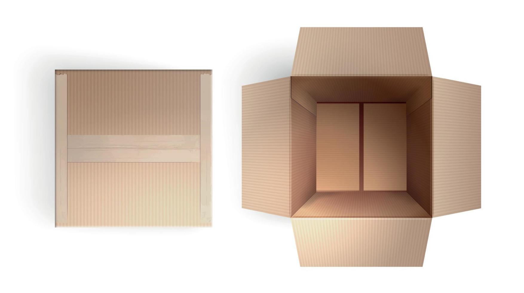 Opened And Closed Realistic Cardboard Box vector