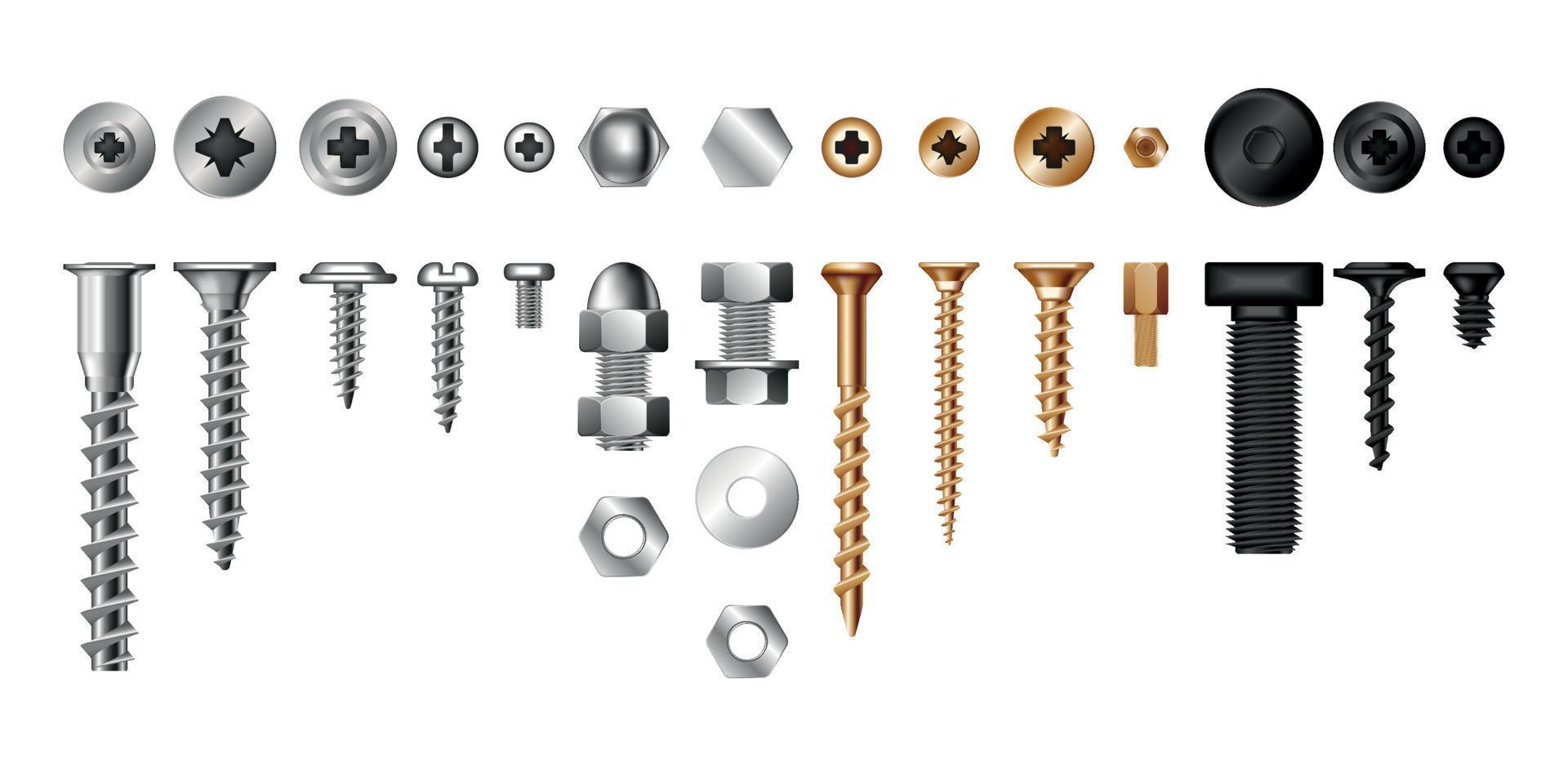 Bolts And Tools Realistic Set vector