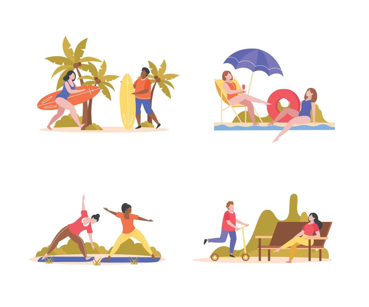 Summer Leisure Compositions Set vector