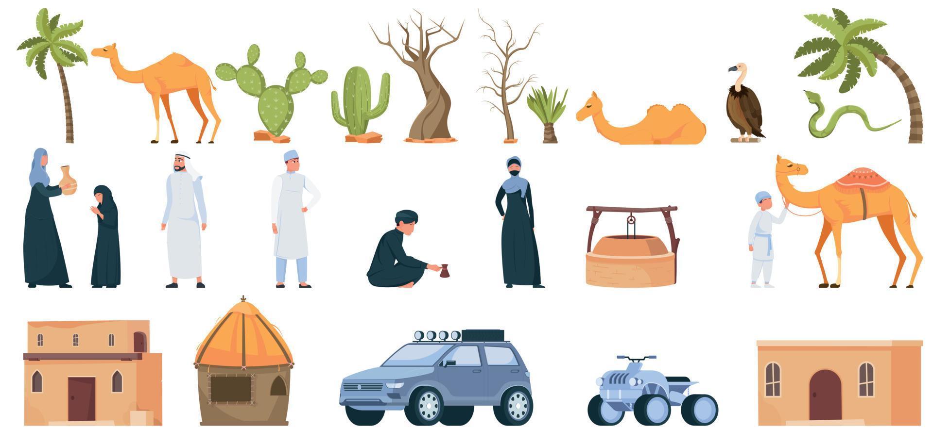 Desert People Flat Icons vector