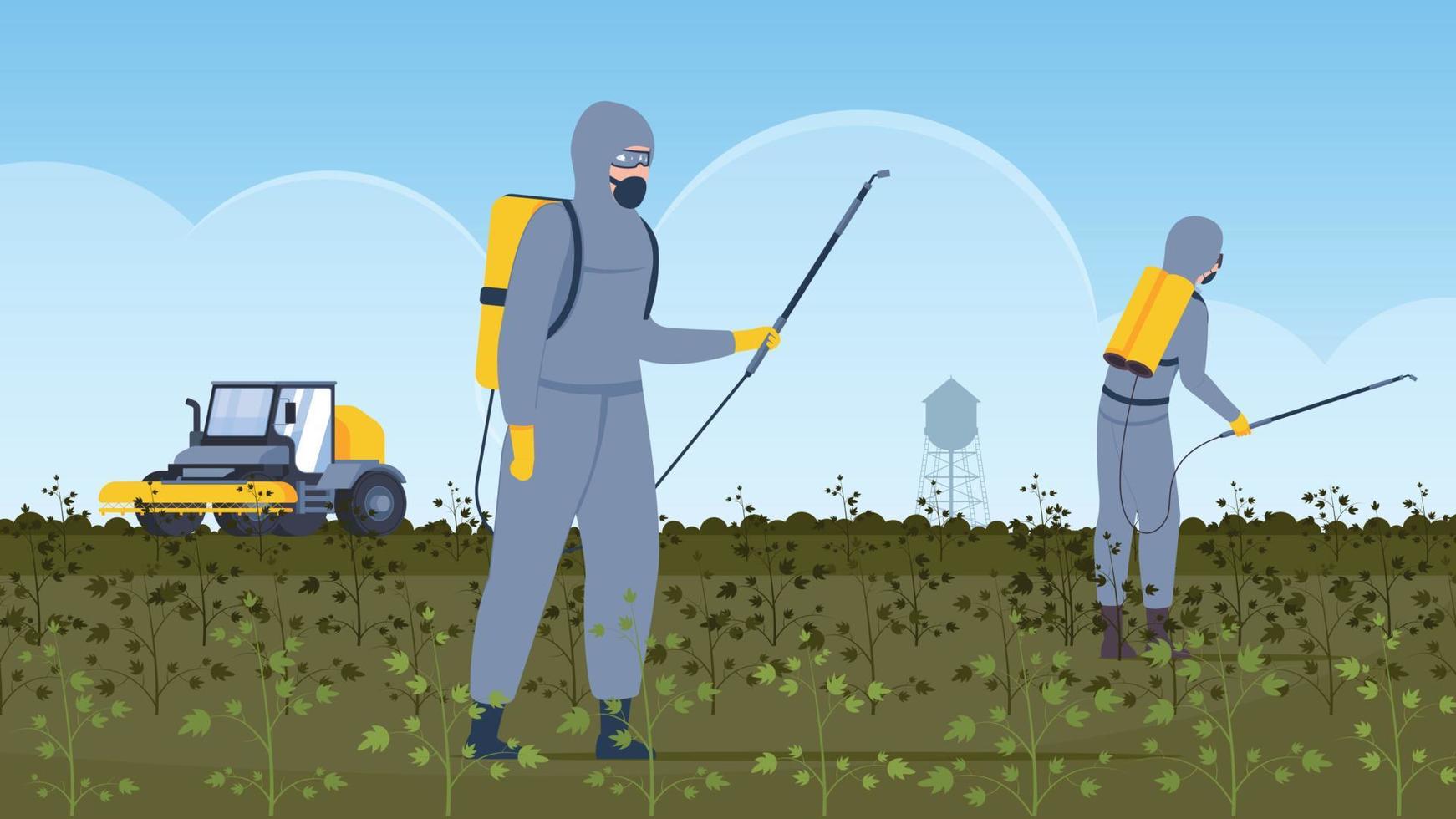 Pesticide Field Works Composition vector