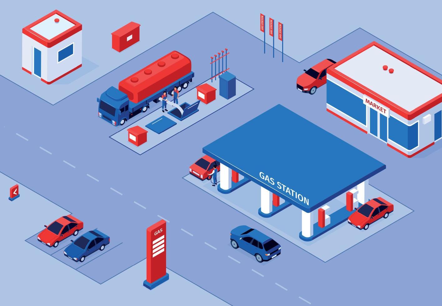 composición de gasolinera al aire libre vector