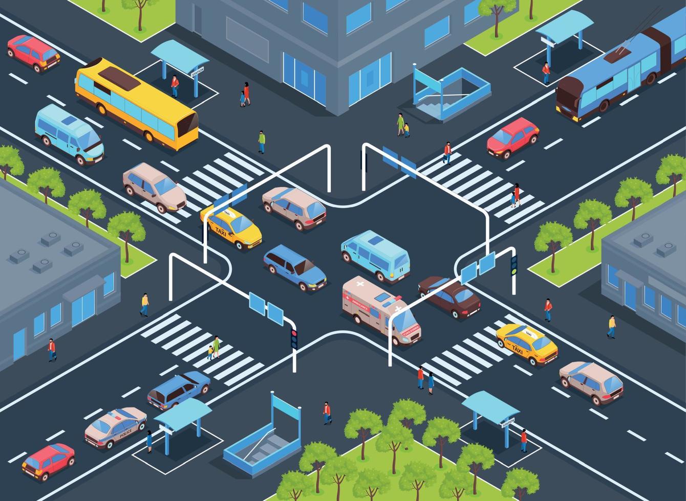 composición de transporte de bloque de ciudad vector