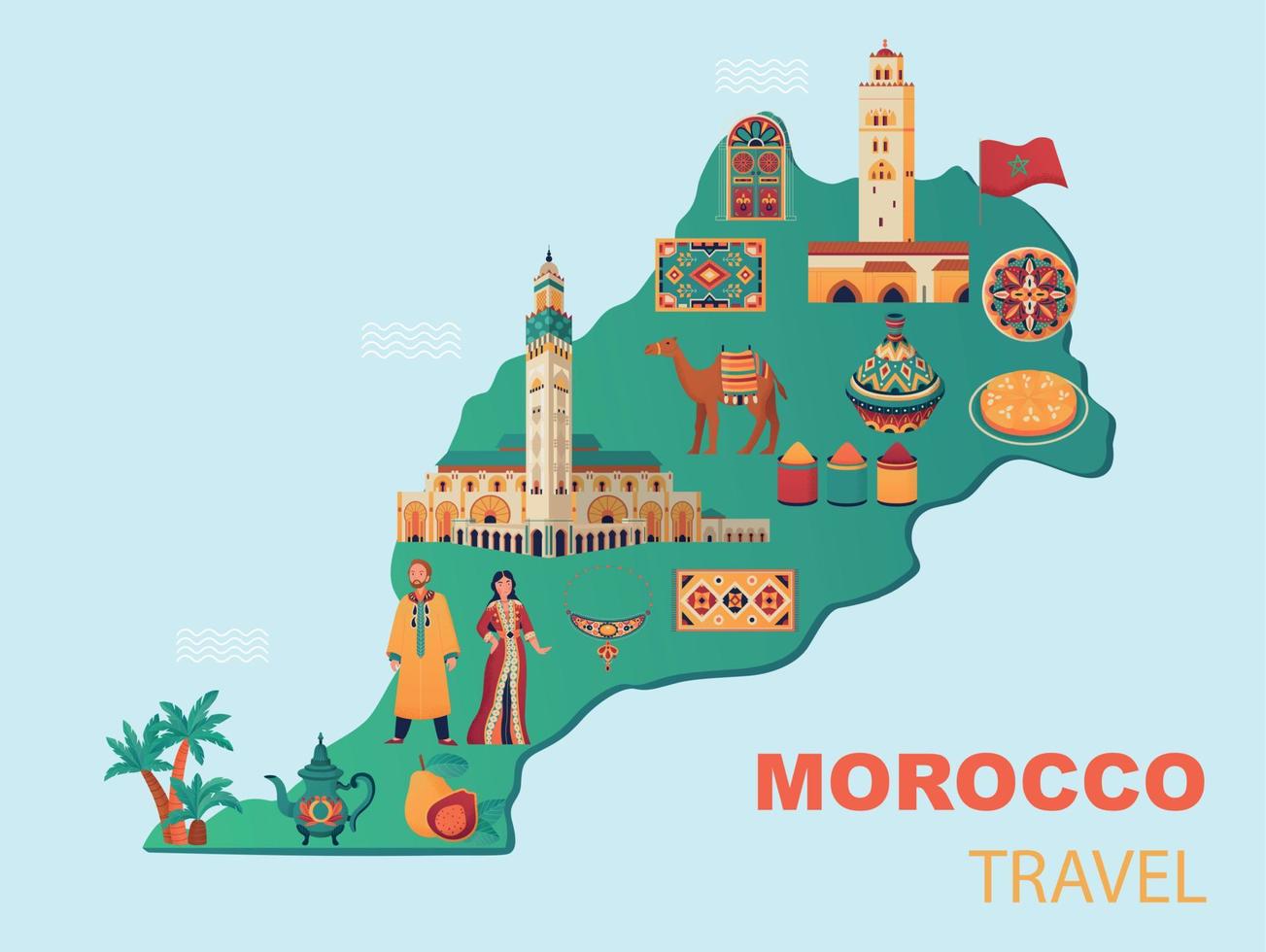 ilustración de mapa de marruecos vector