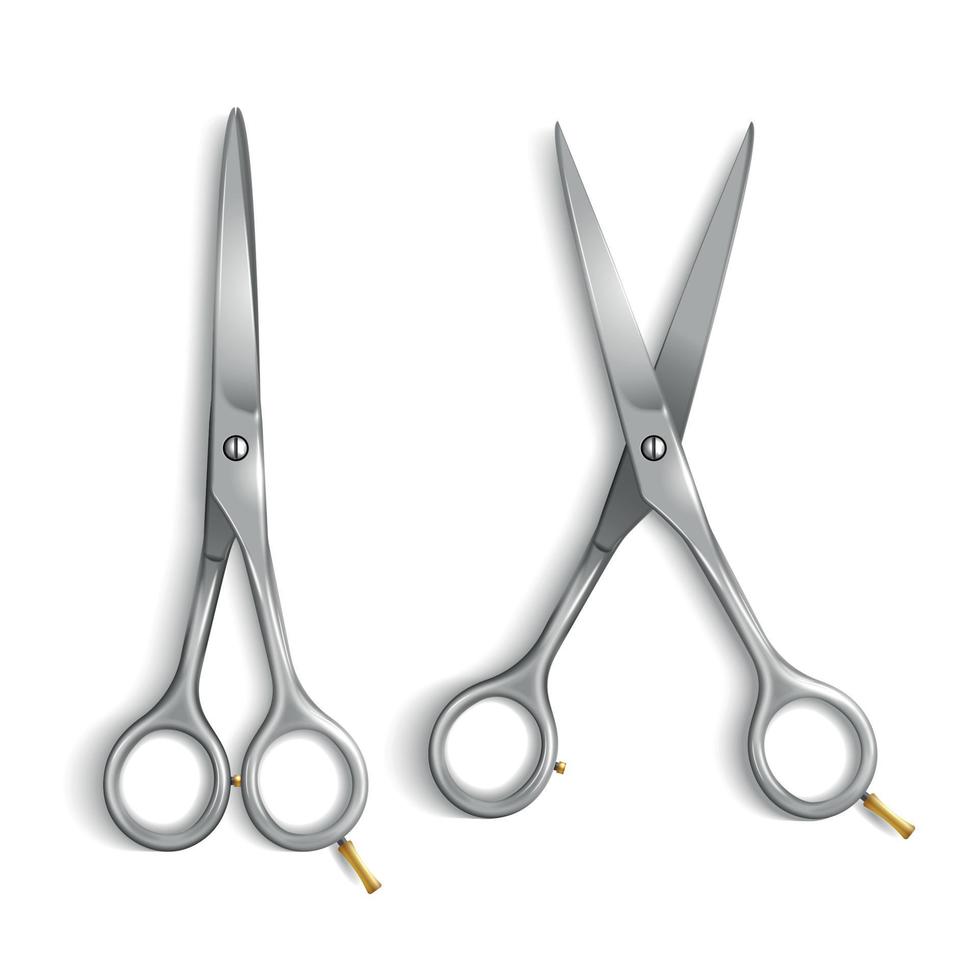 Realistic Metallic Scissors Set vector