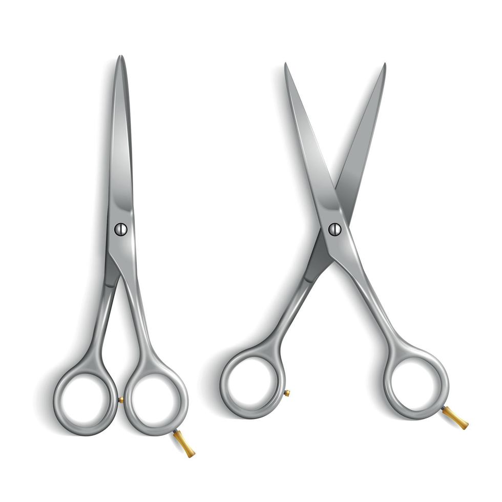 Realistic Metallic Scissors Set vector