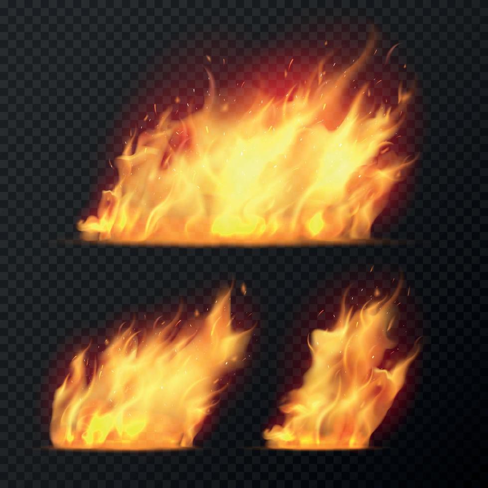 Realistic Fire Set vector