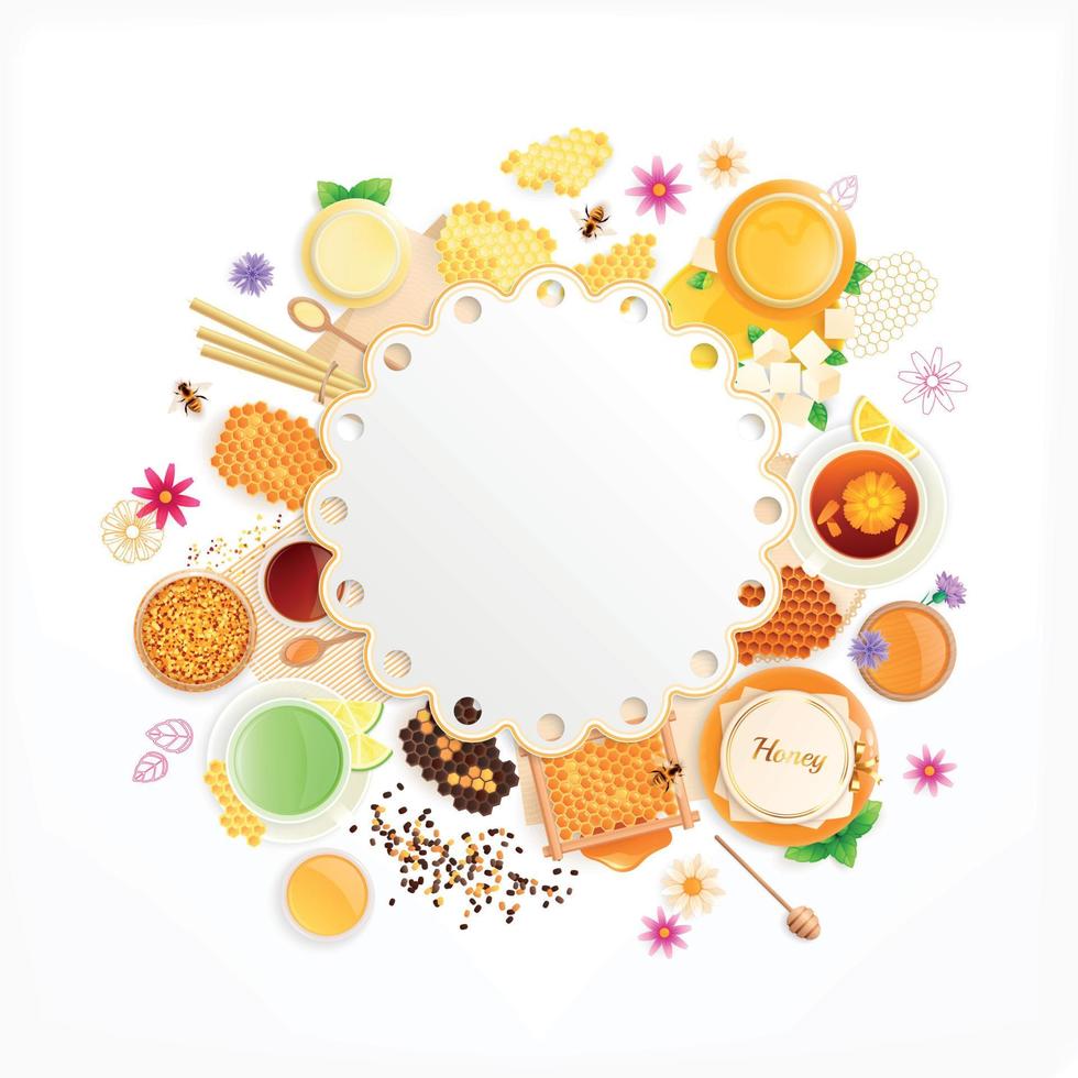 Honey Products Round Frame vector