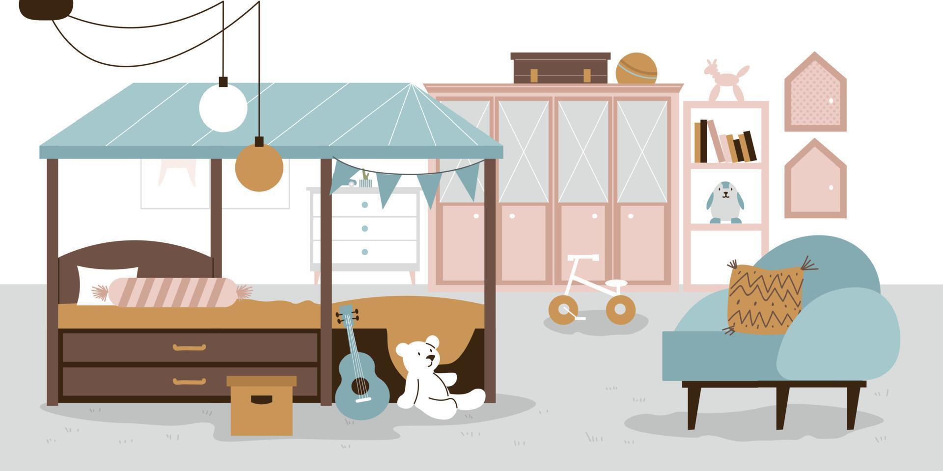 Children Room Interior Composition vector