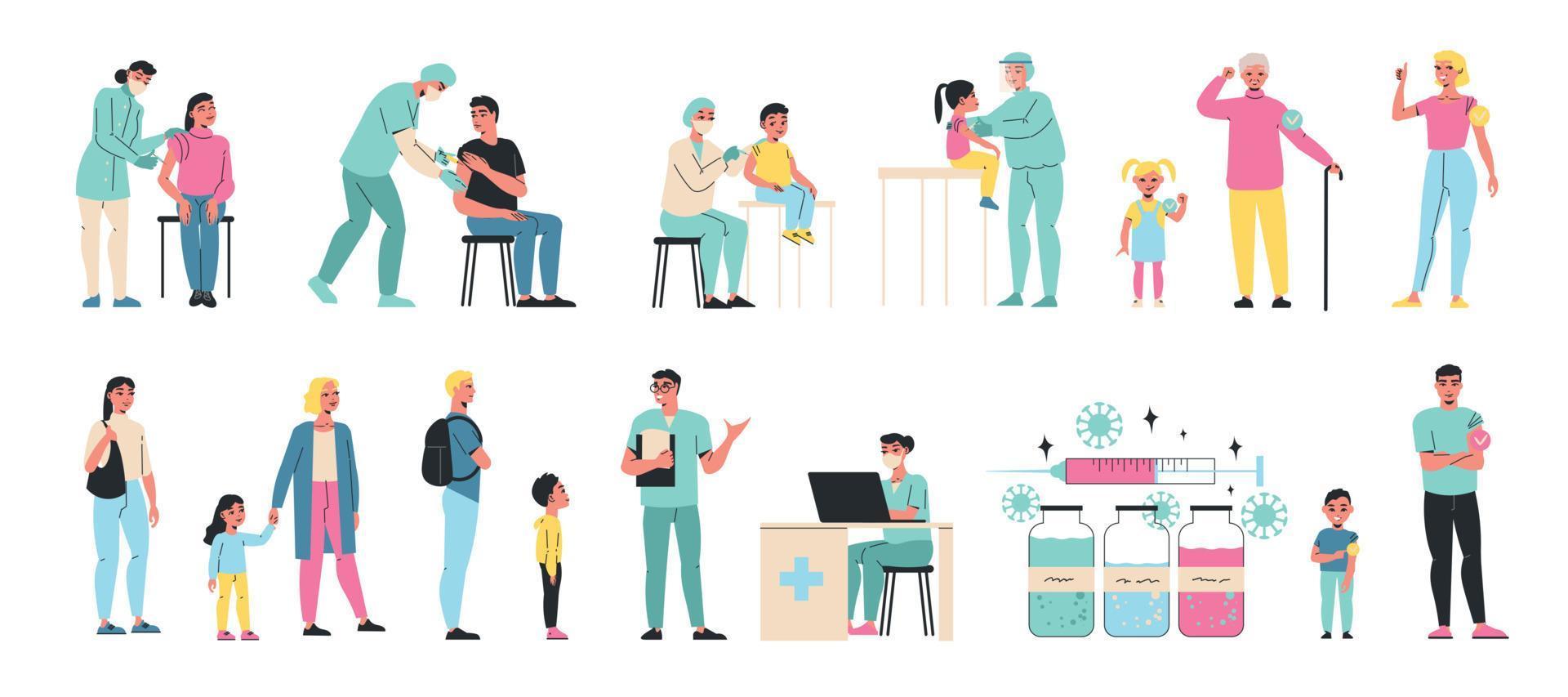 People Vaccination Icon Set vector