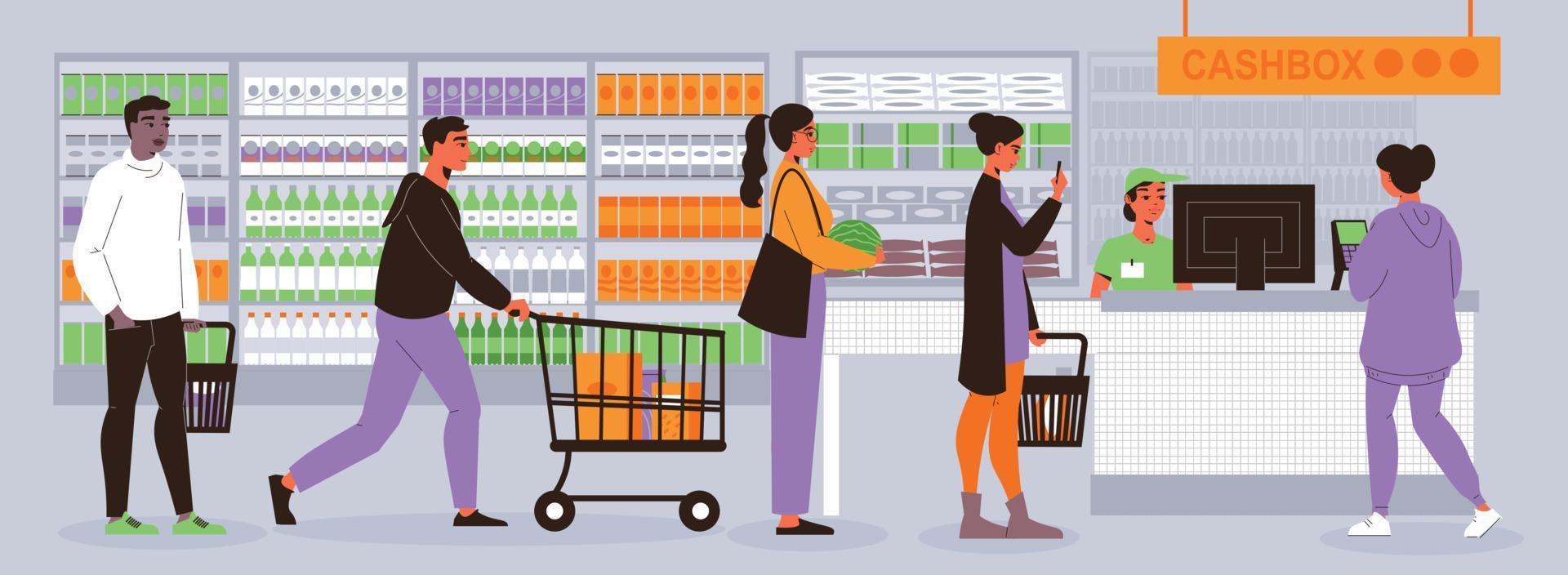 Checkout In Supermarket Composition vector