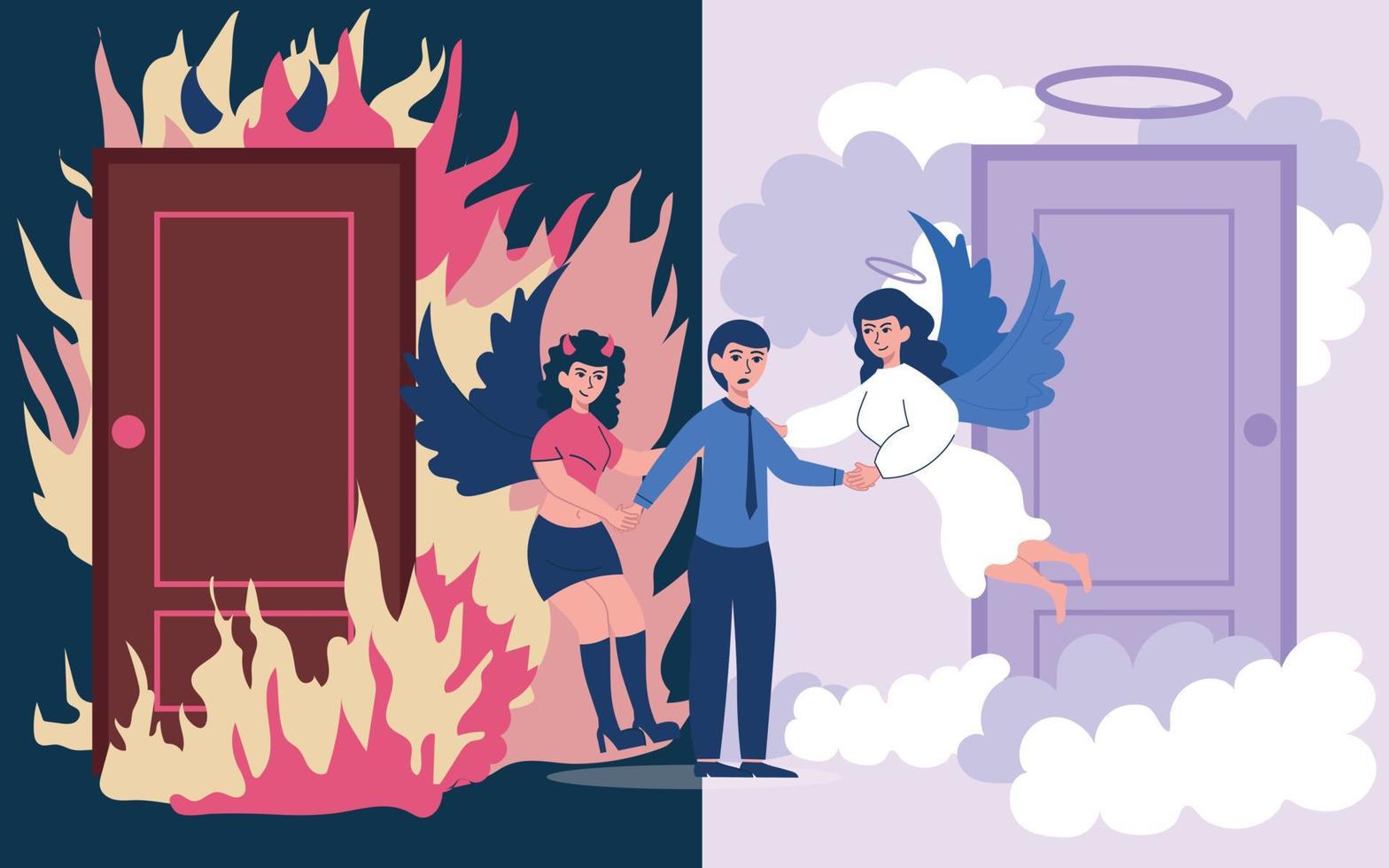 Angels Devil Flat Composition vector