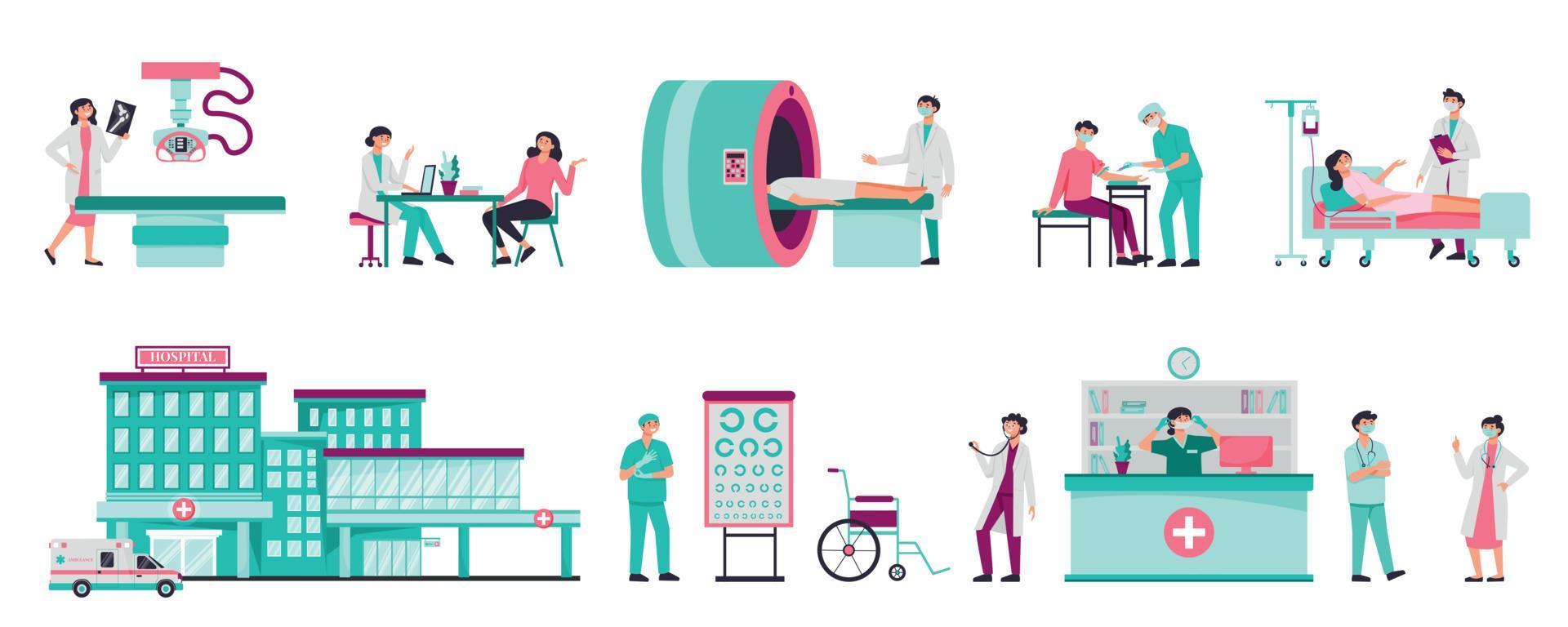 Hospital Life Compositions Set vector