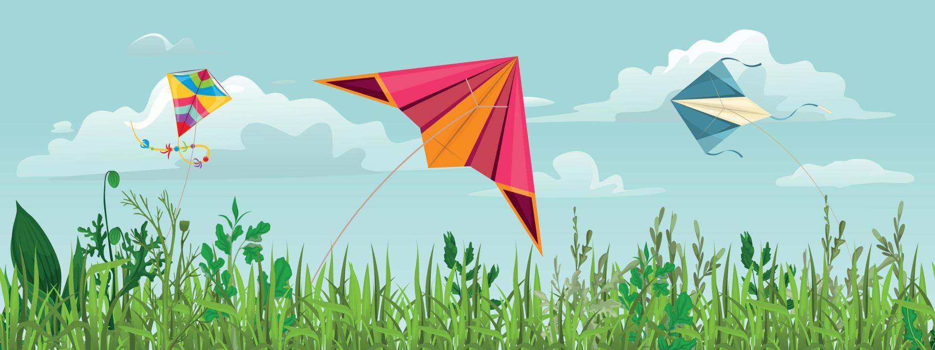 Summer Day Kites Composition vector