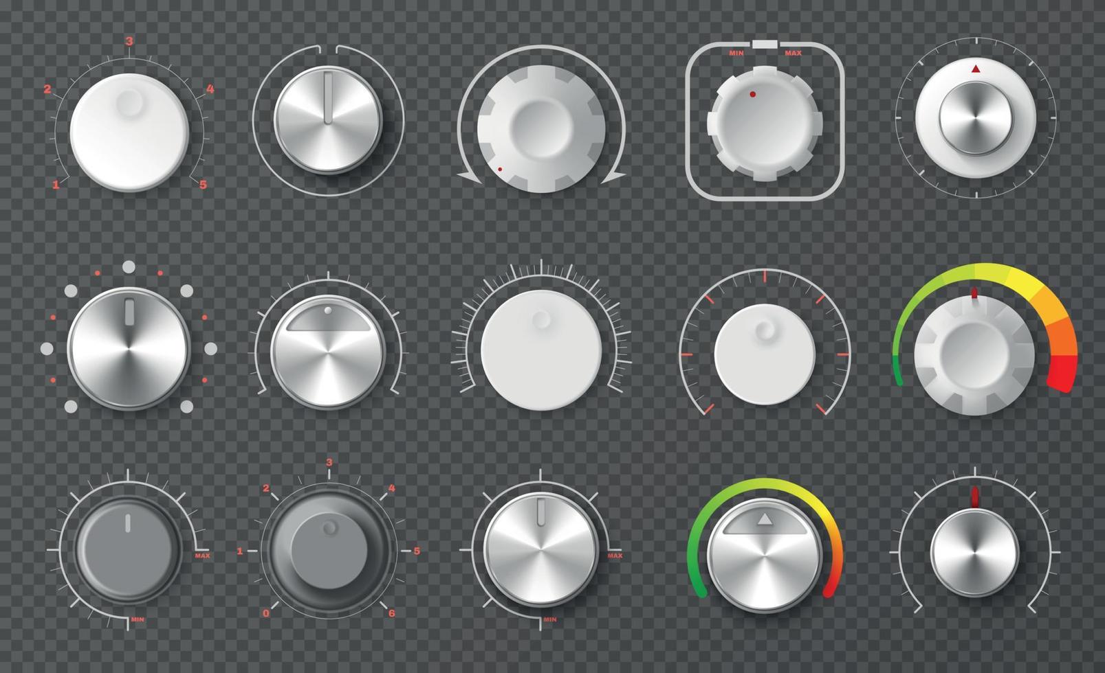 Round Adjustment Dial Transparent Set vector