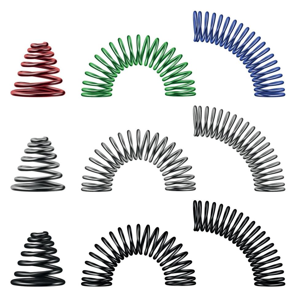 Metal Spring Realistic Color Set vector