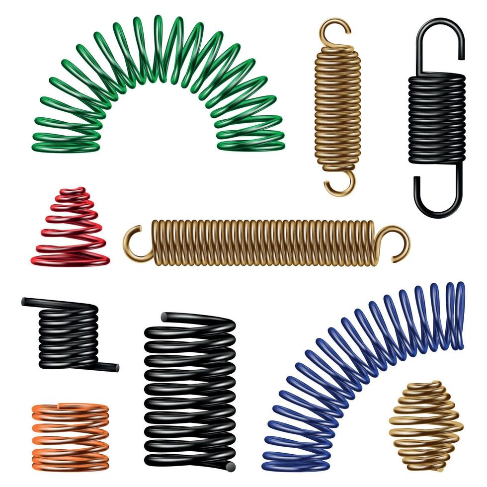 Metal Spring Detail Realistic Set vector