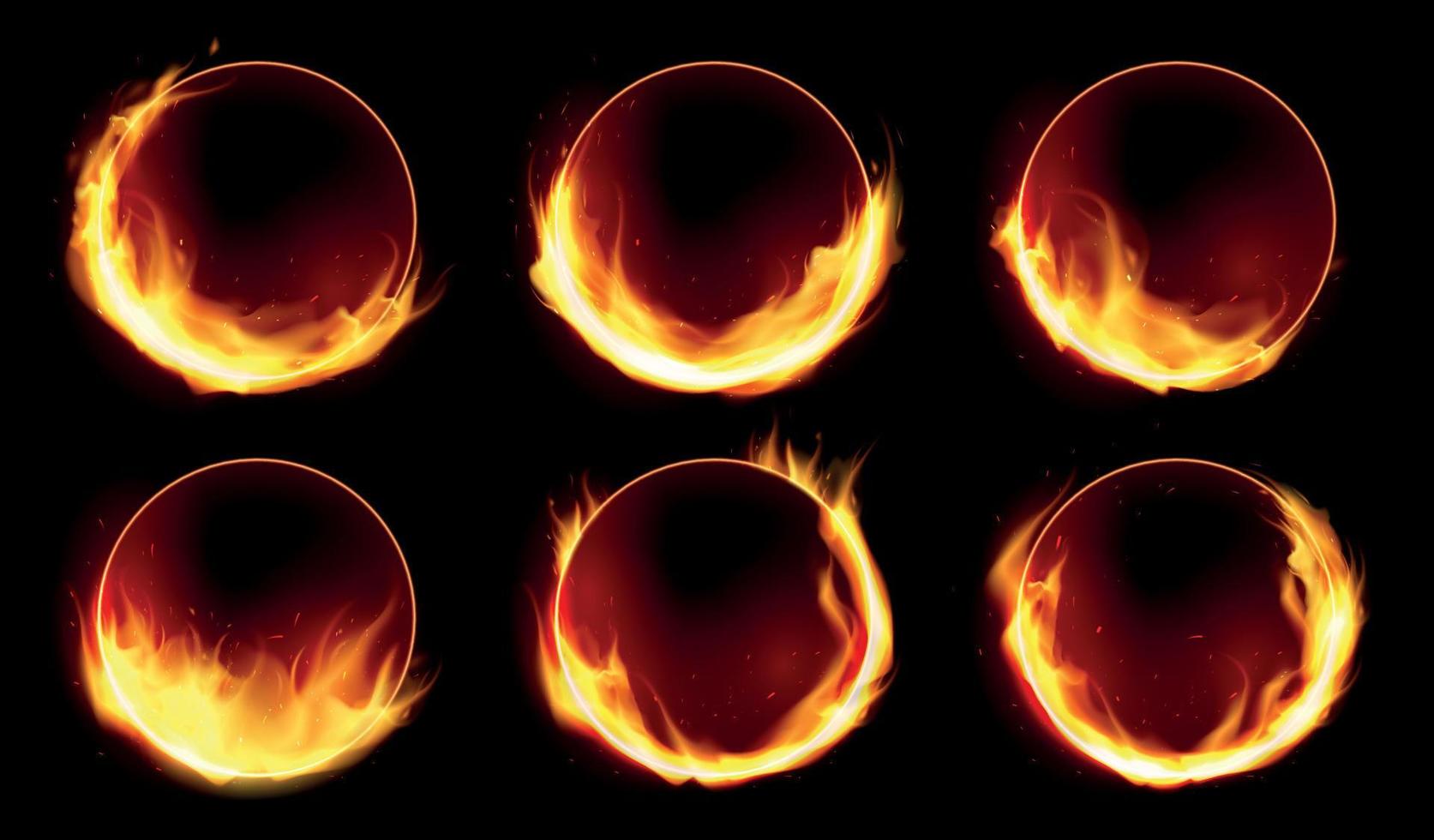 Realistic Fire Frames Set vector