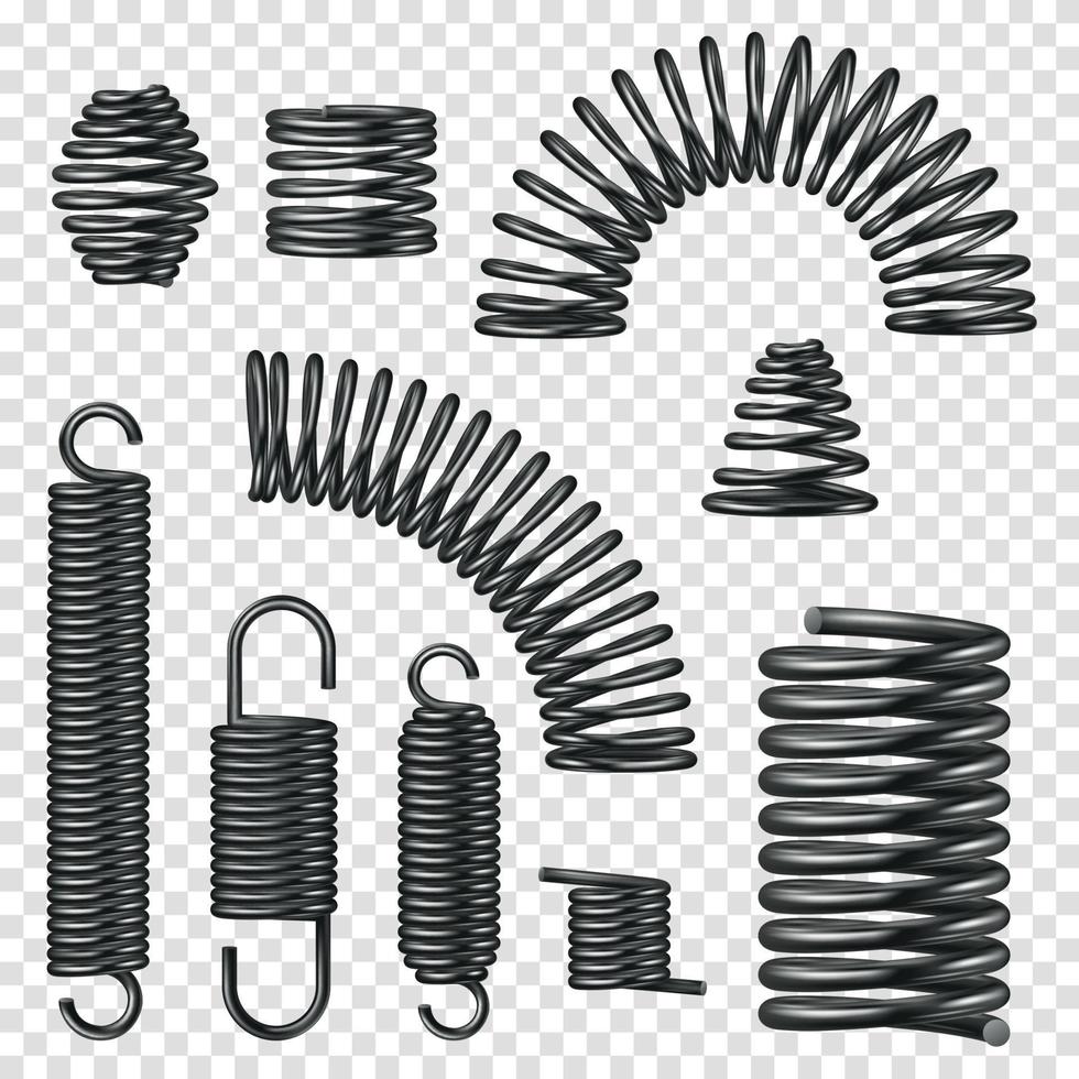 Metal Spring Realistic Transparent Set vector
