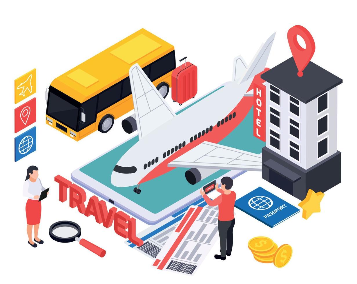 Online Booking Isometric Design Concept vector