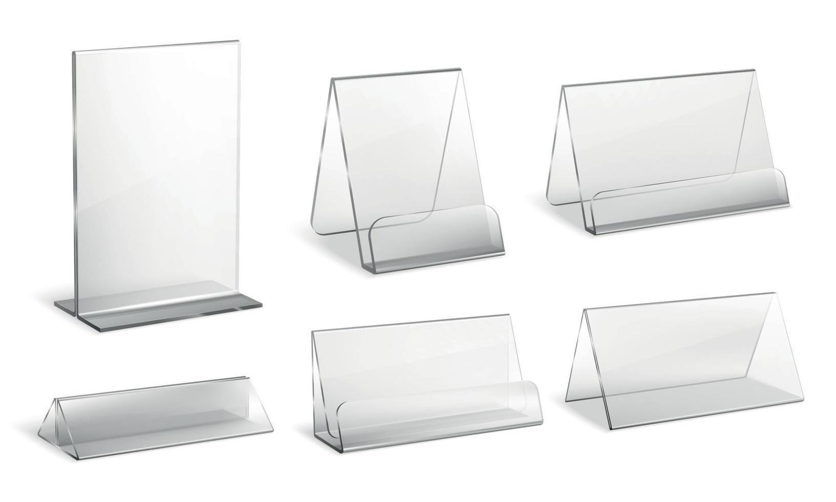 Transparent Plexiglass Empty Holders Set vector