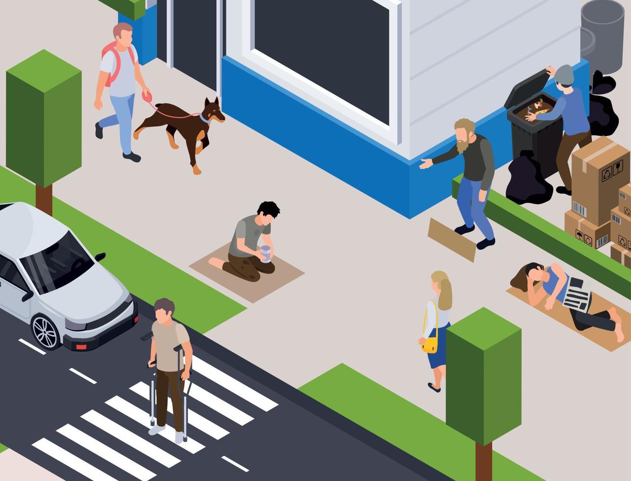 Poverty Isometric Background vector