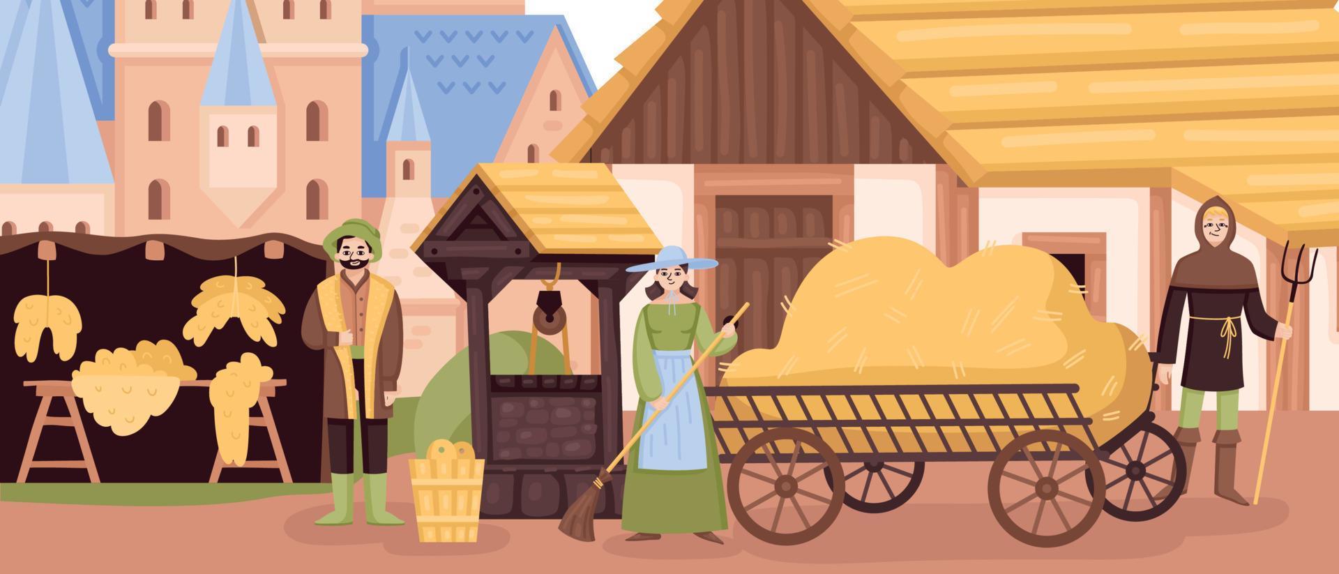 Medieval Town Life Composition vector