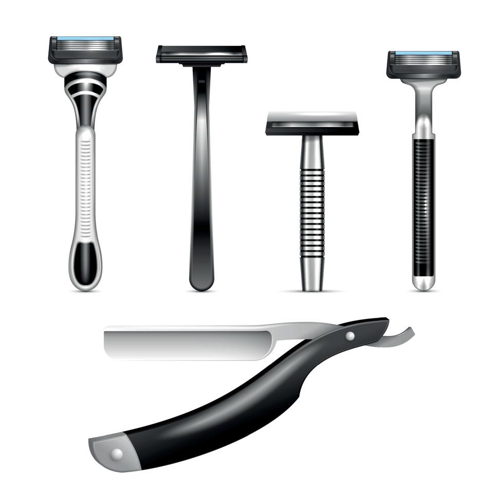 Realistic Male Razor Set vector
