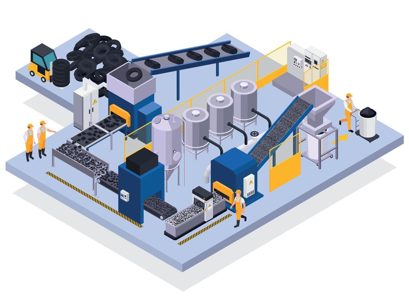 Tire Production Isometric Illustration vector