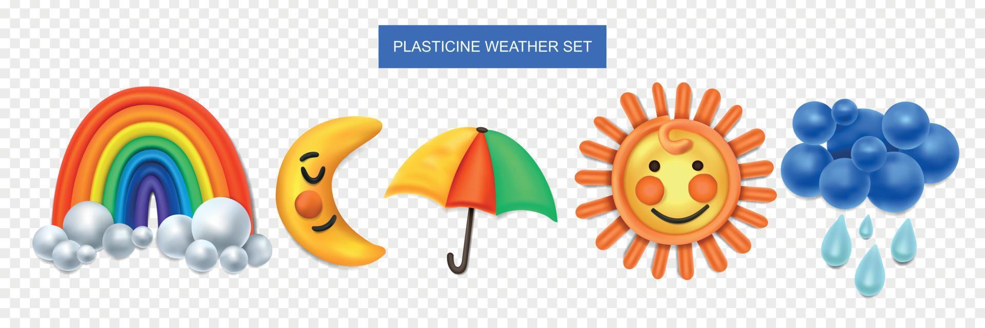Plasticine Weather Transparent Set vector