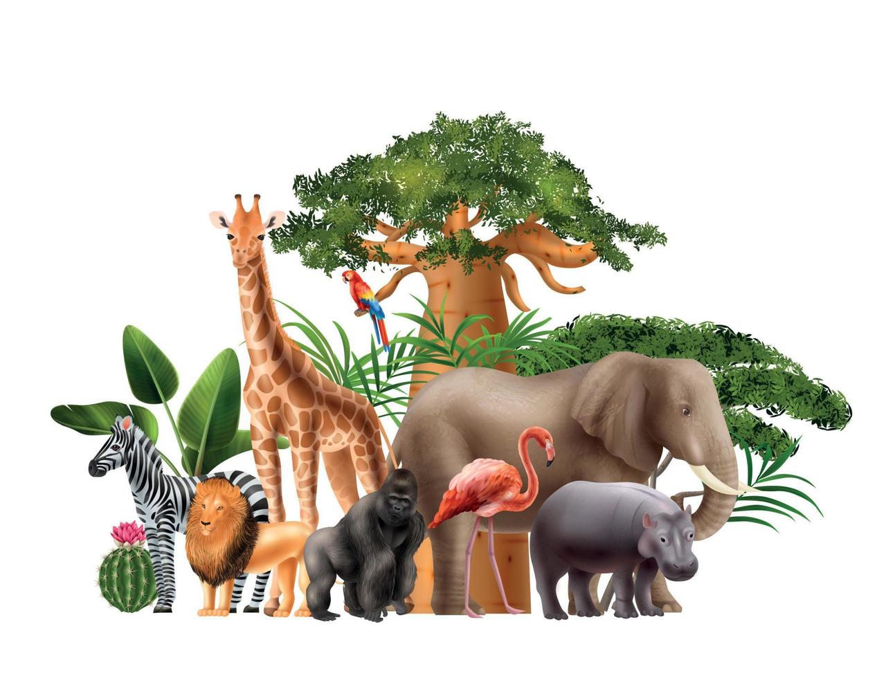 African Nature Realistic Composition vector