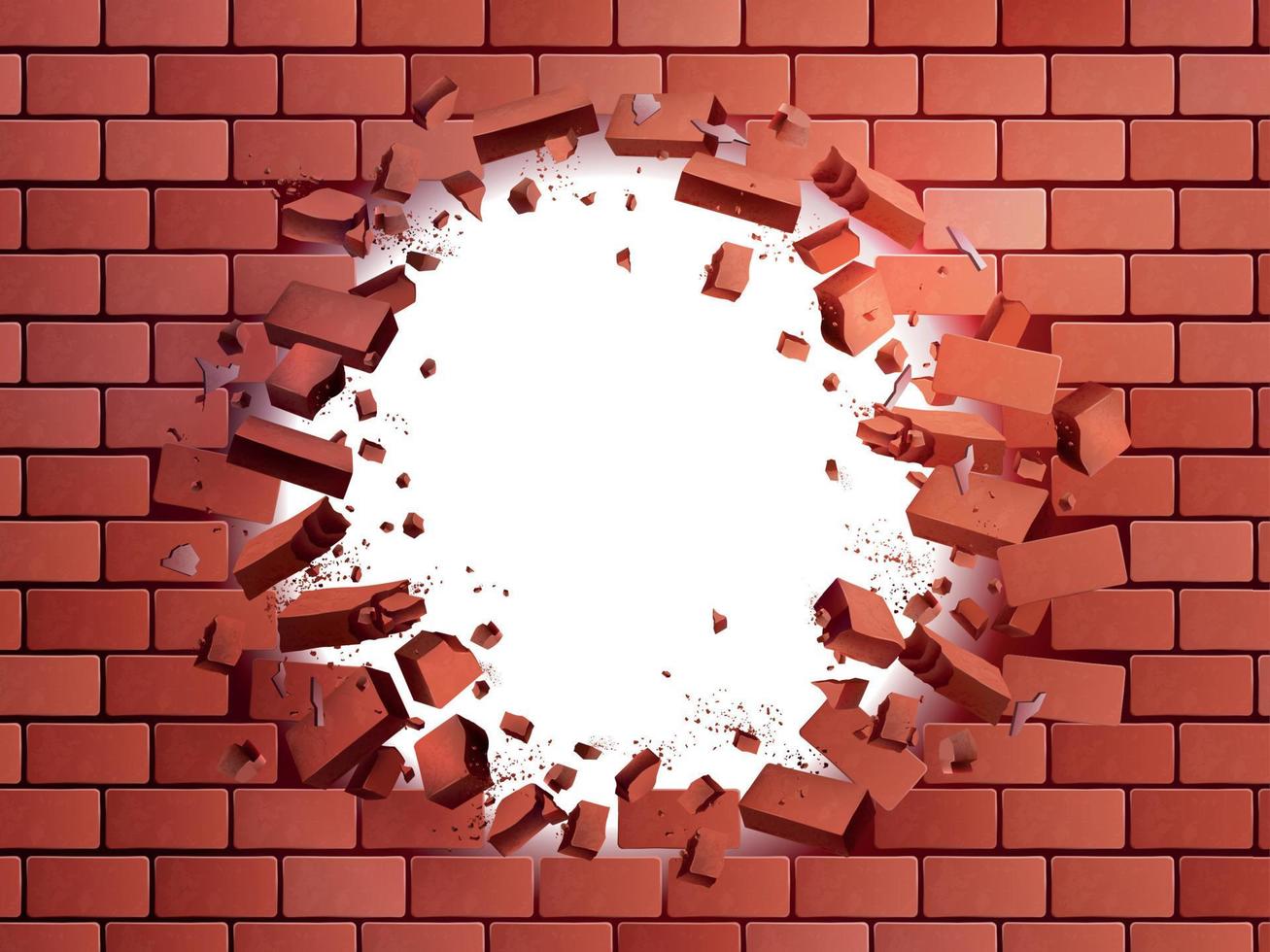 Realistic Brick Wall Hole vector