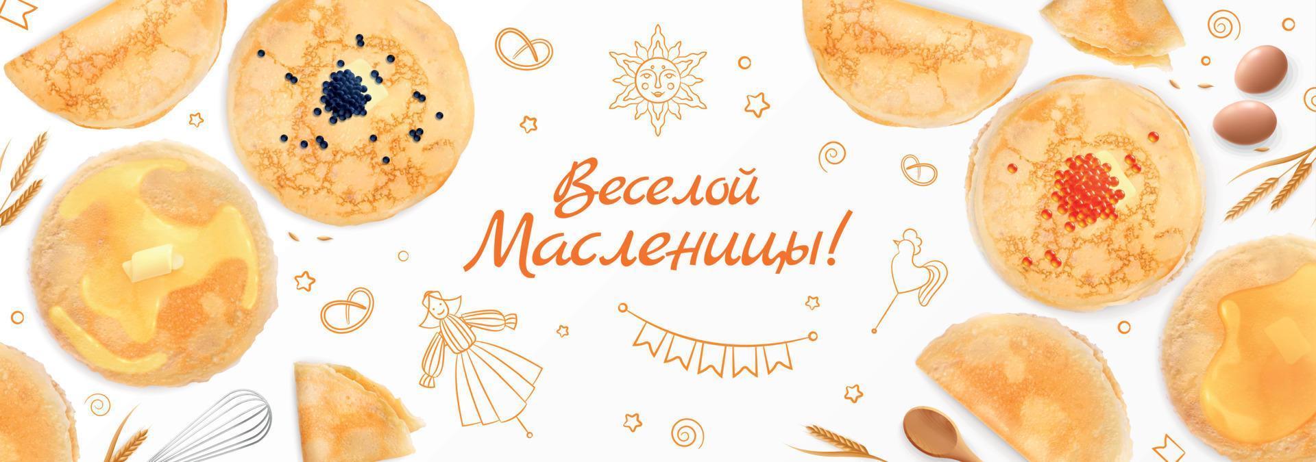 Maslenitsa Realistic Horizontal Composition vector