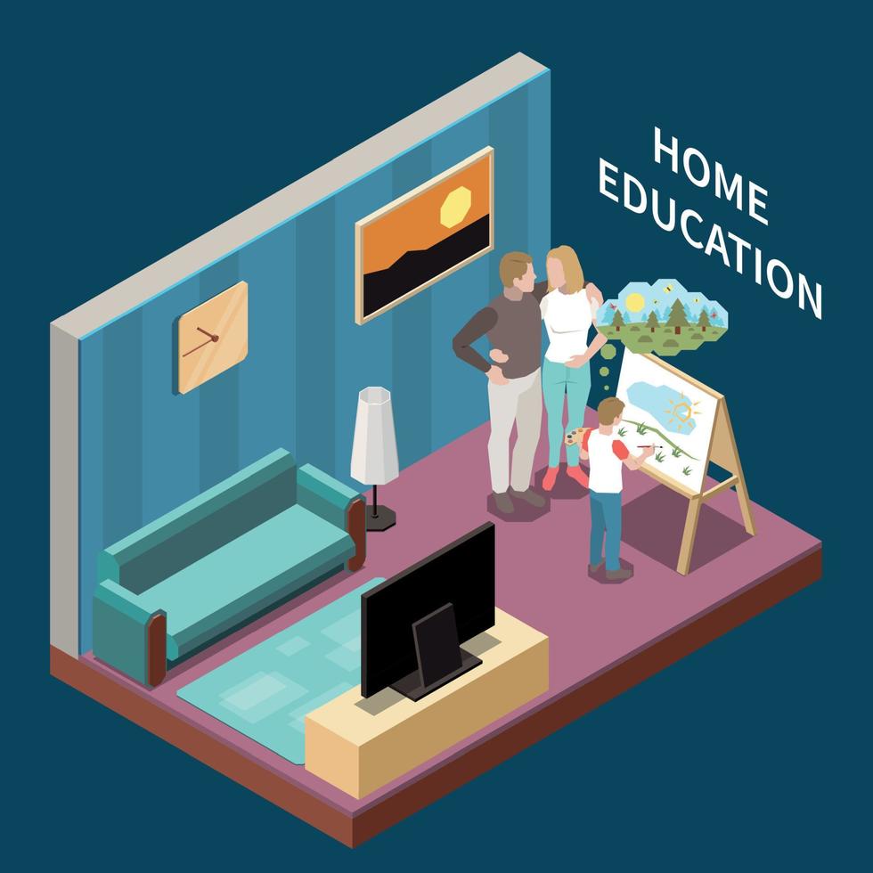 Isometric Home Education vector