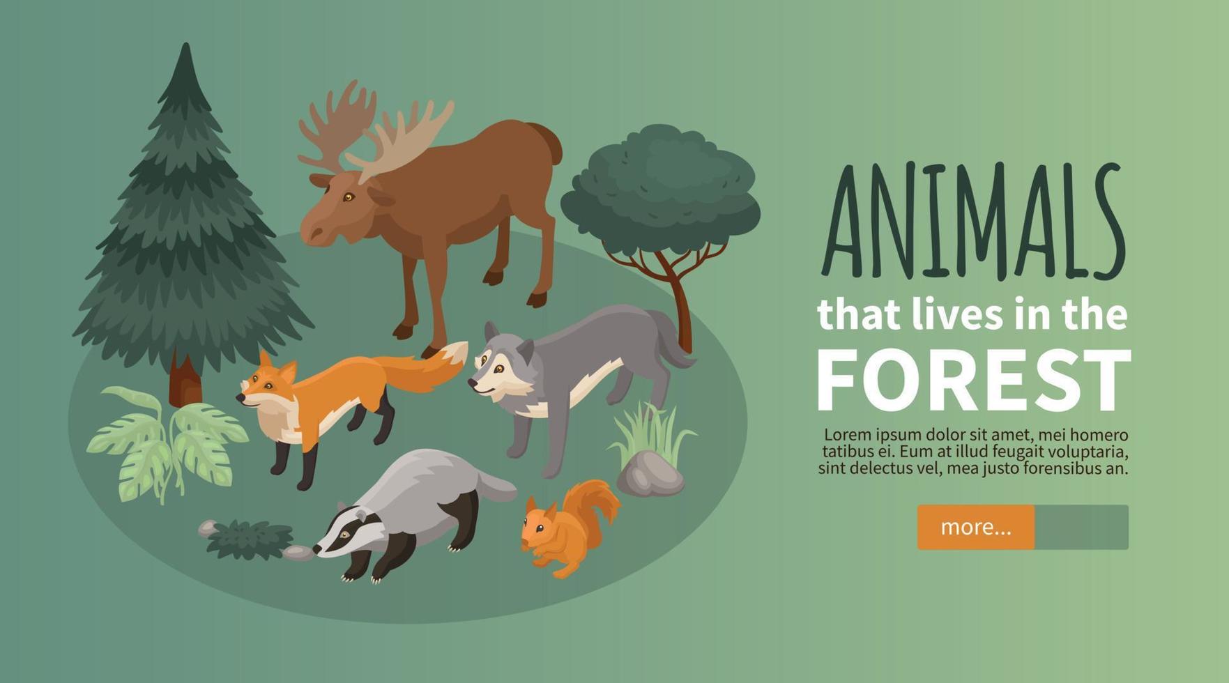 banners horizontales de animales del bosque vector