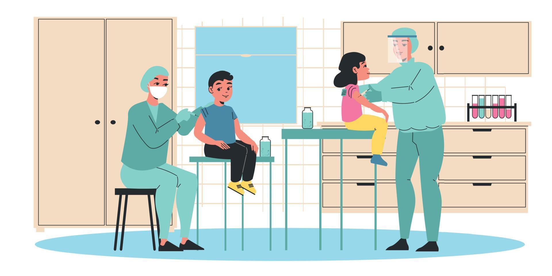 Vaccination People Horizontal Composition vector