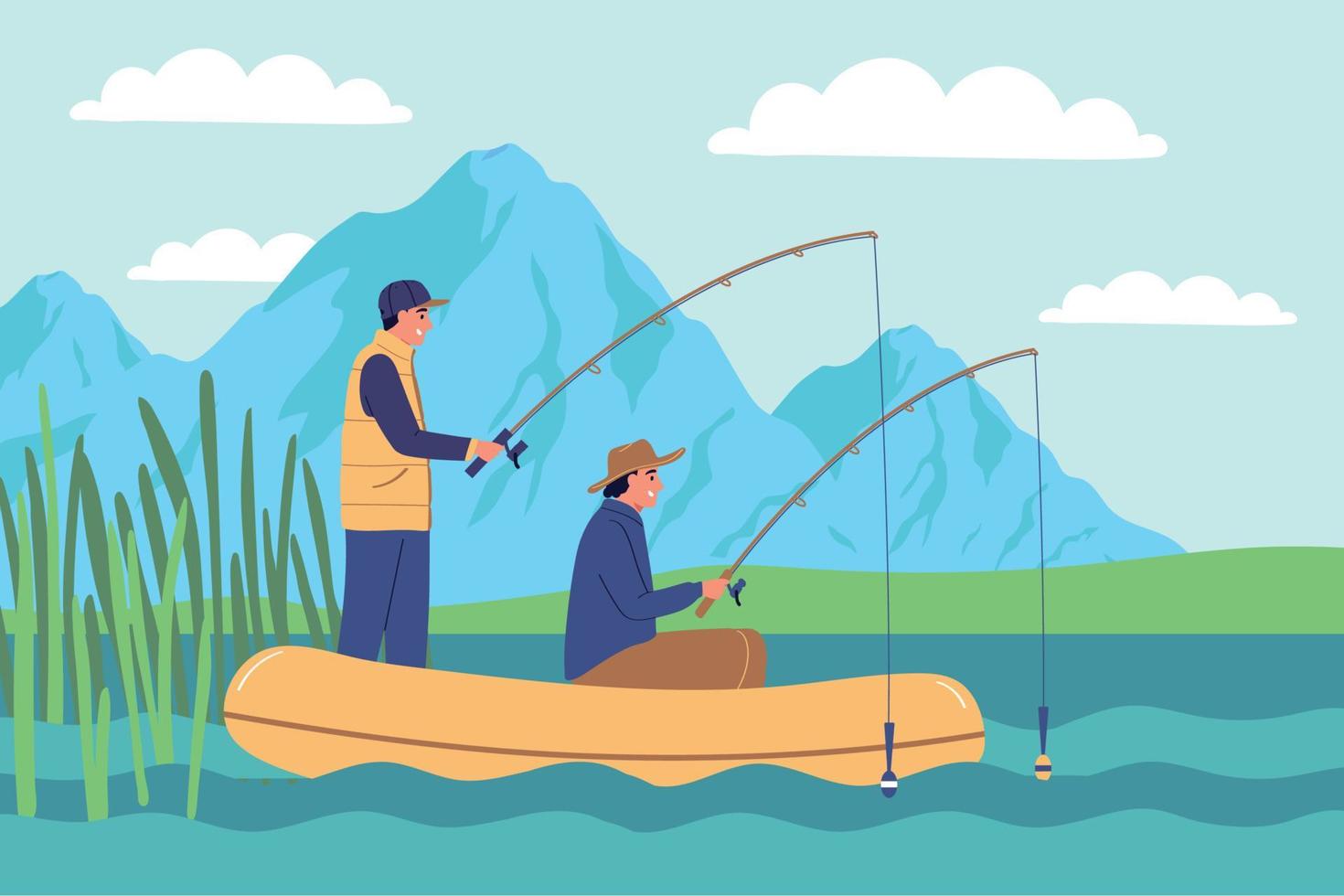 Fishing Flat Color Background vector