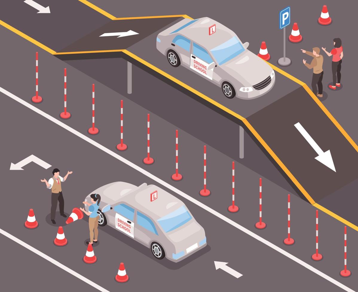 Isometric Driving School Composition vector