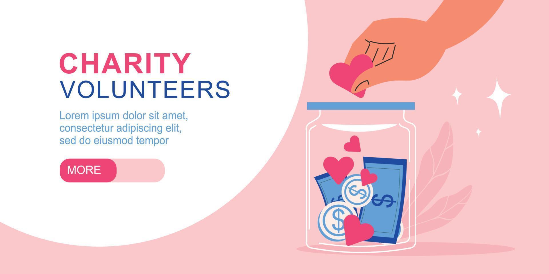 Charity Volunteers Horizontal Banner vector