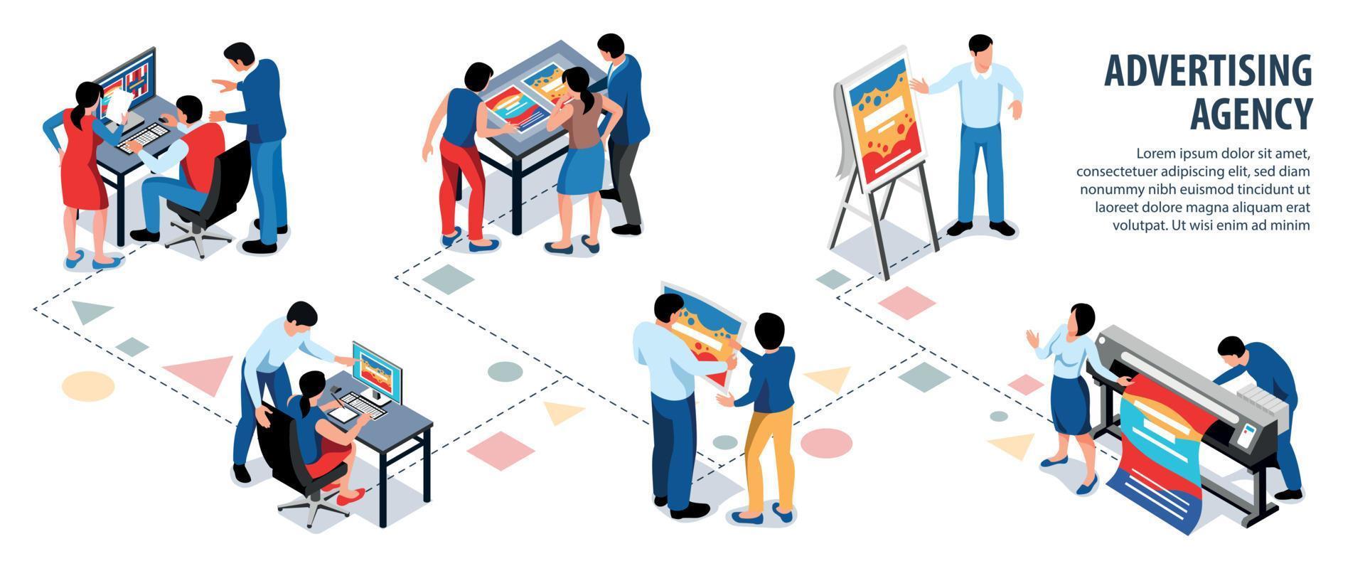 Isometric Advertising Agency Infographics vector