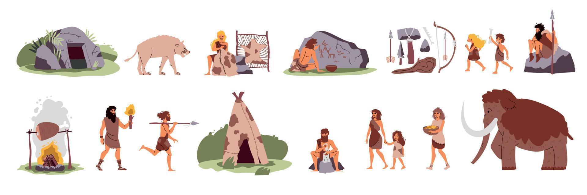 Primitive People Icon Set vector